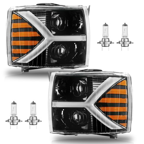 Black led drl headlights - black,
